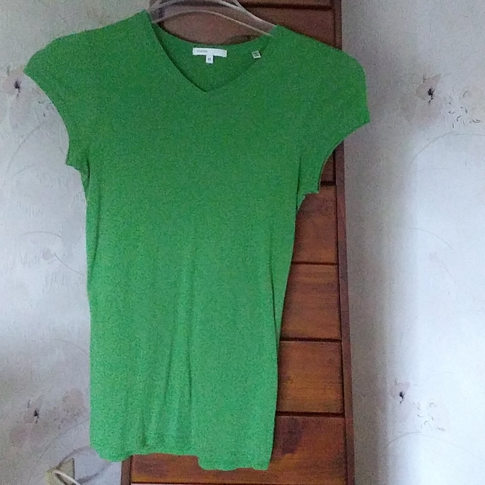 Vince Lime Green V-Neck Short Sleeve Tee